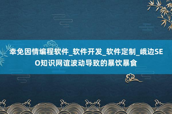 幸免因情编程软件_软件开发_软件定制_峨边SEO知识网谊波动导致的暴饮暴食